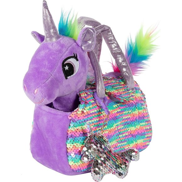Purple Rainbow Unicorn Plush Pet Set Unicorn Toys Stuffed Animal for Kids - Picture 1 of 6